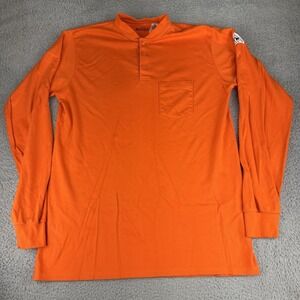 Bulwark  Henley Shirt Mens XL Orange Flame Resistant Fr‎ HRC ARC Workwear